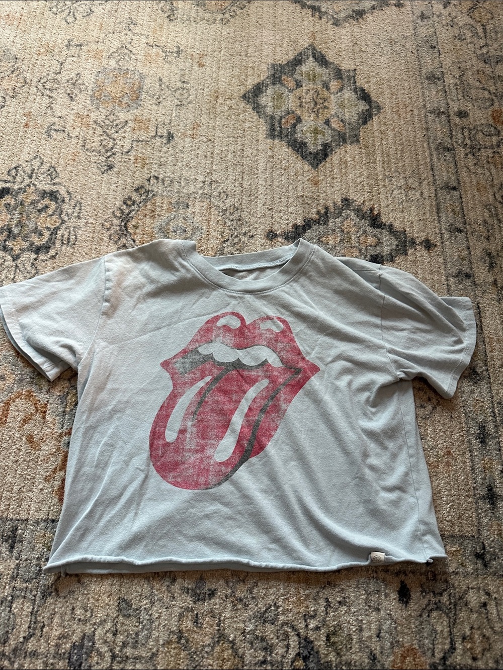 Light Blue Kids Short Sleeve Tee with Red Tongue Graphic